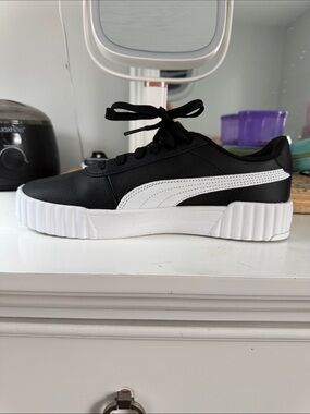 Puma Black and White Platform-Style Lace Sneaker